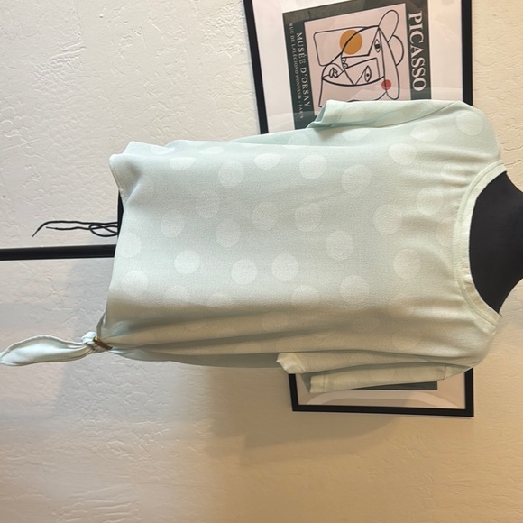 Donna Karan Green Blouse with Relaxed Tie Front - Picture 4 of 10